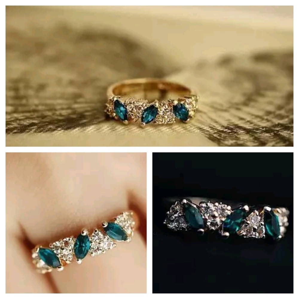 Last one! Vintage Fashion Emerald Crystal Ring 💚